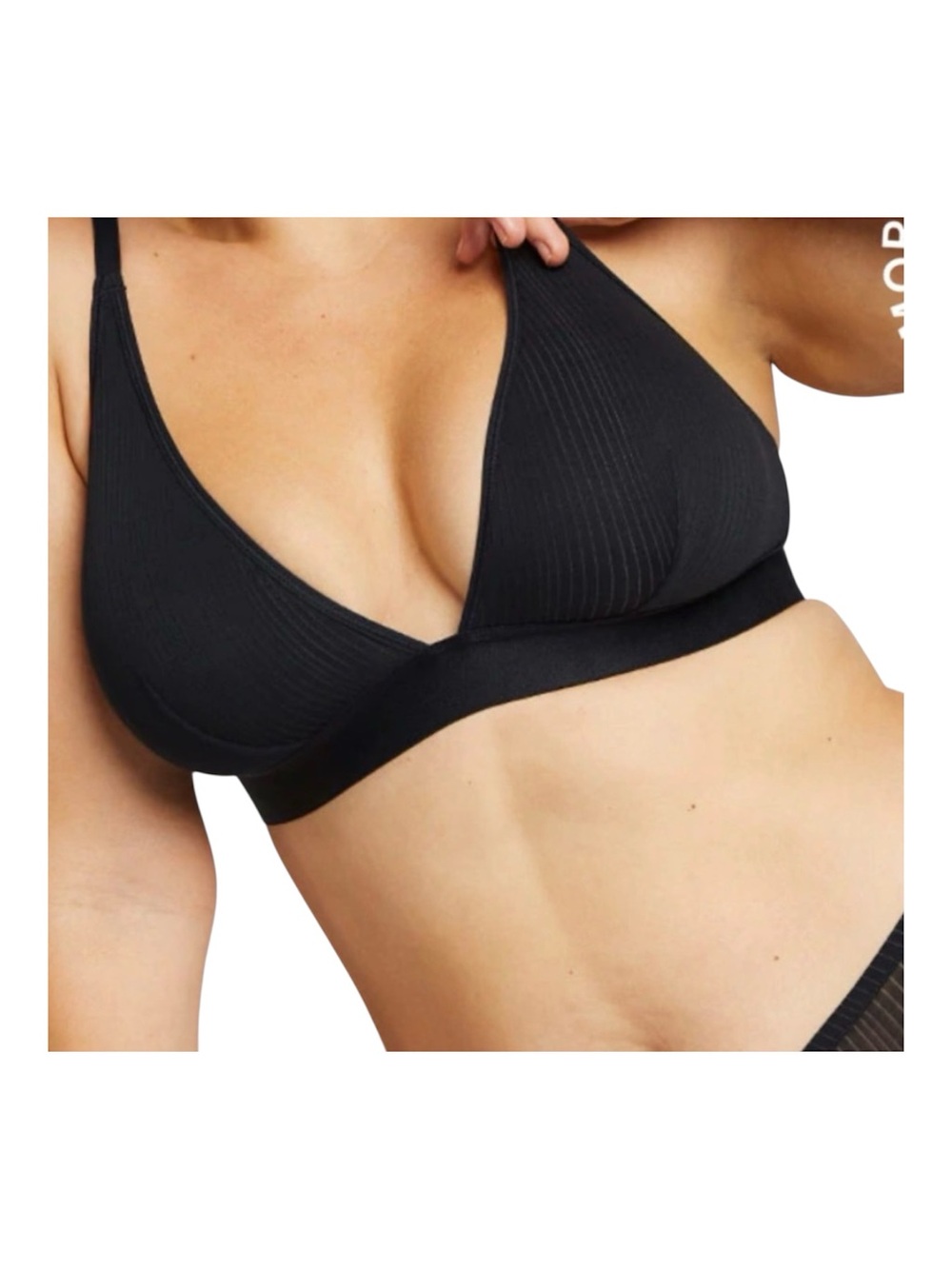 Negative Whipped Wireless Triangle Bra in Black Size 4